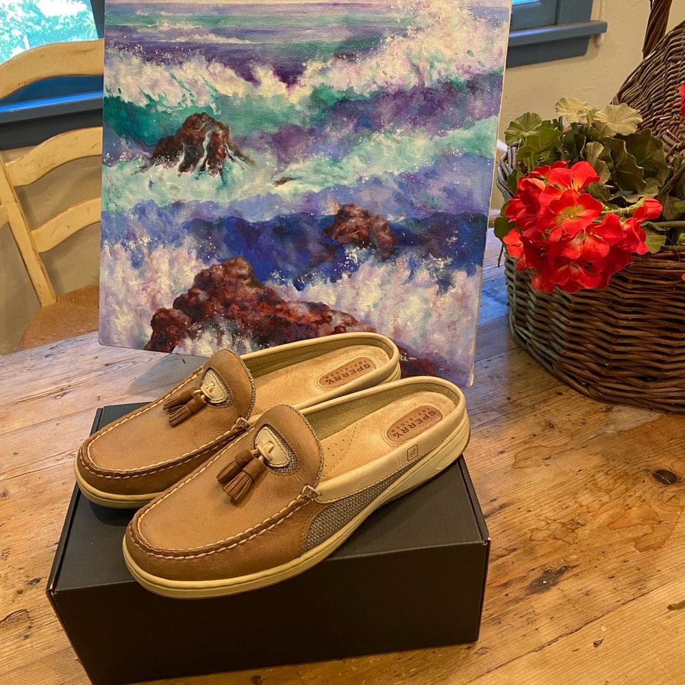 Handsome tan Sperry Top-Siders leather deck shoes
